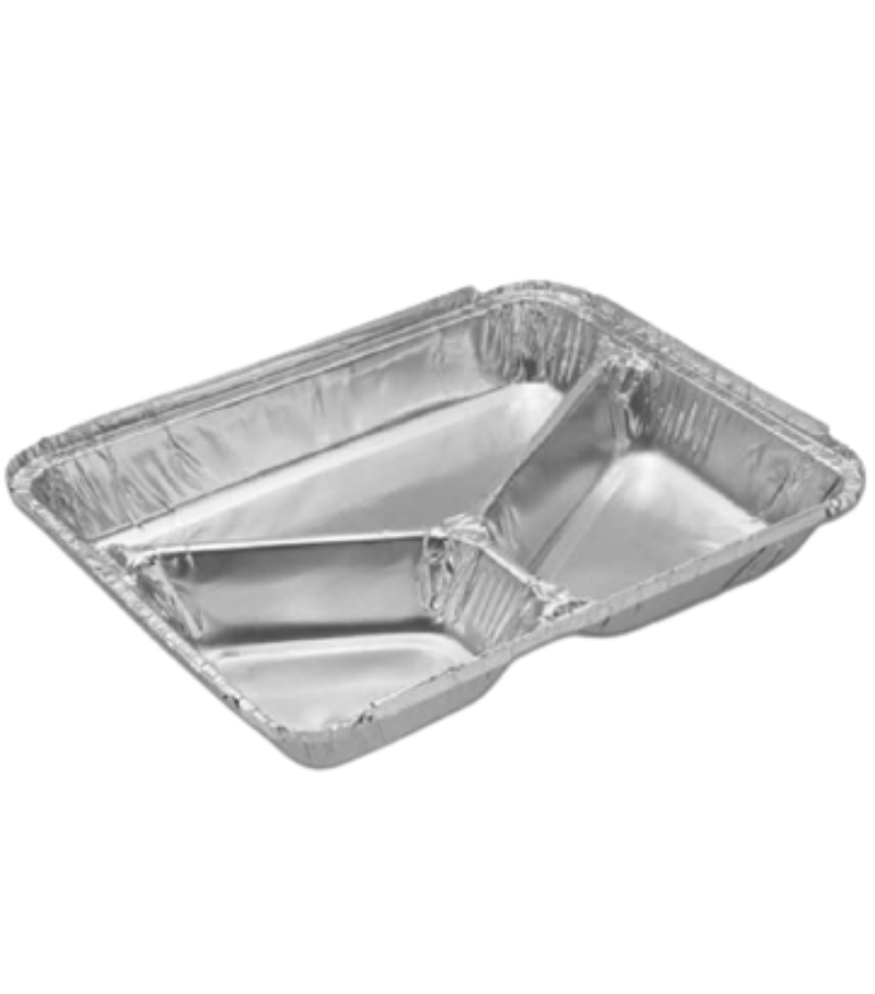 Aluminum Foil Tray 3 Compartment with lid 1ct | Party Value