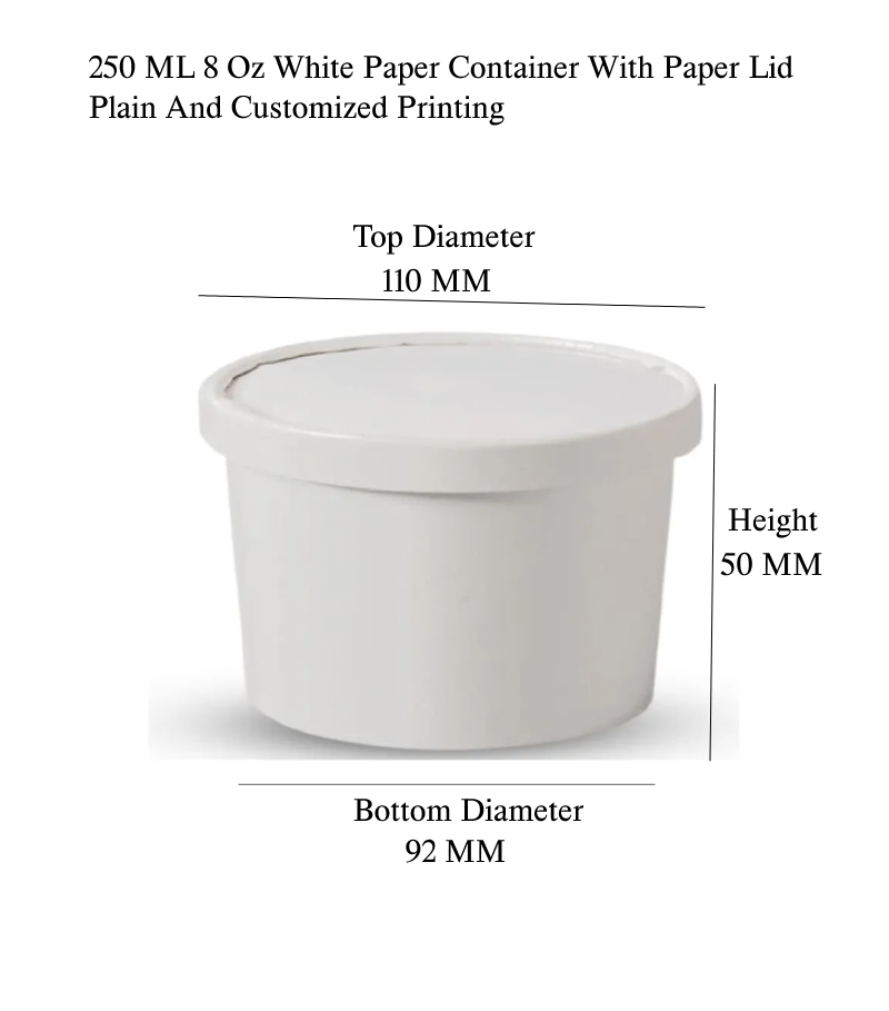 8 oz. White Paper Food Container and Lid Combo, Pack of 250